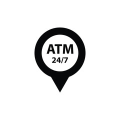 atm icon map point, destination with bank ATM sign