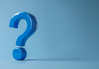 plastic ? question mark faq symbol isolated on plain blue studio background with blank text space
