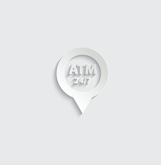 atm icon map point, destination with bank ATM sign