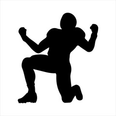 Single american football player silhouette isolated on white background. American football player icon vector illustration design.