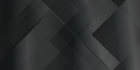Obraz premium Modern and dynamic pattern of geometric black luxury abstract background, empty black and white tiles on black background with space, Luxury abstract black background business and technology concept.
