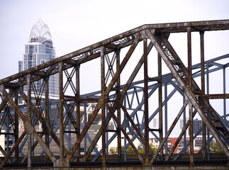 steel rail bridge over a river