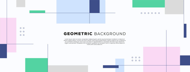 Abstract simple and clean geometric background with squares and rectangles. Horizontal banner, header.