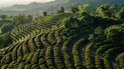 Fototapeta premium Serene Green Terraces of Tea