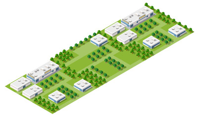 Isometric 3d illustration park trees forest nature elements