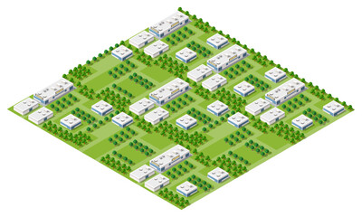 Isometric 3d illustration park trees forest nature elements