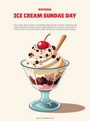 National Ice Cream Sundae Day background.