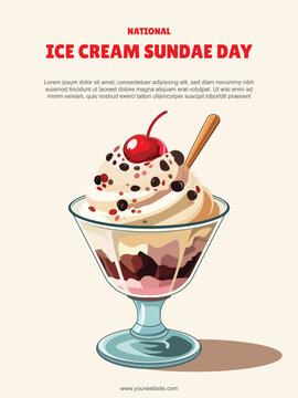 National Ice Cream Sundae Day background.