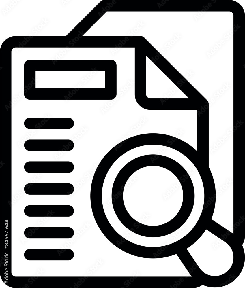 Poster magnifying glass is inspecting a document, symbolizing data analysis and information scrutiny