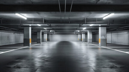 Empty underground parking background with copy space