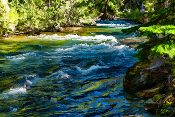 Fototapeta premium Chinook Pass Stream Illustration