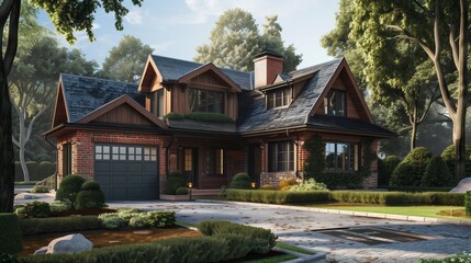 Fototapeta premium House With Driveway.