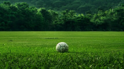 Soccer Ball on Lush Green Field.