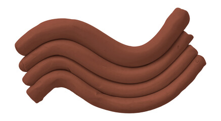 Brown plasticine isolated on transparent background.