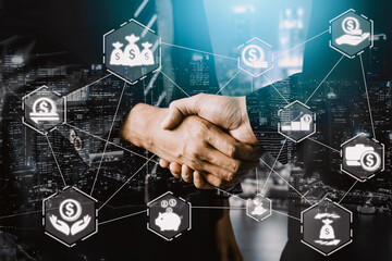Finance and Money Transaction Technology Concept. Icon Graphic interface showing fintech trade...