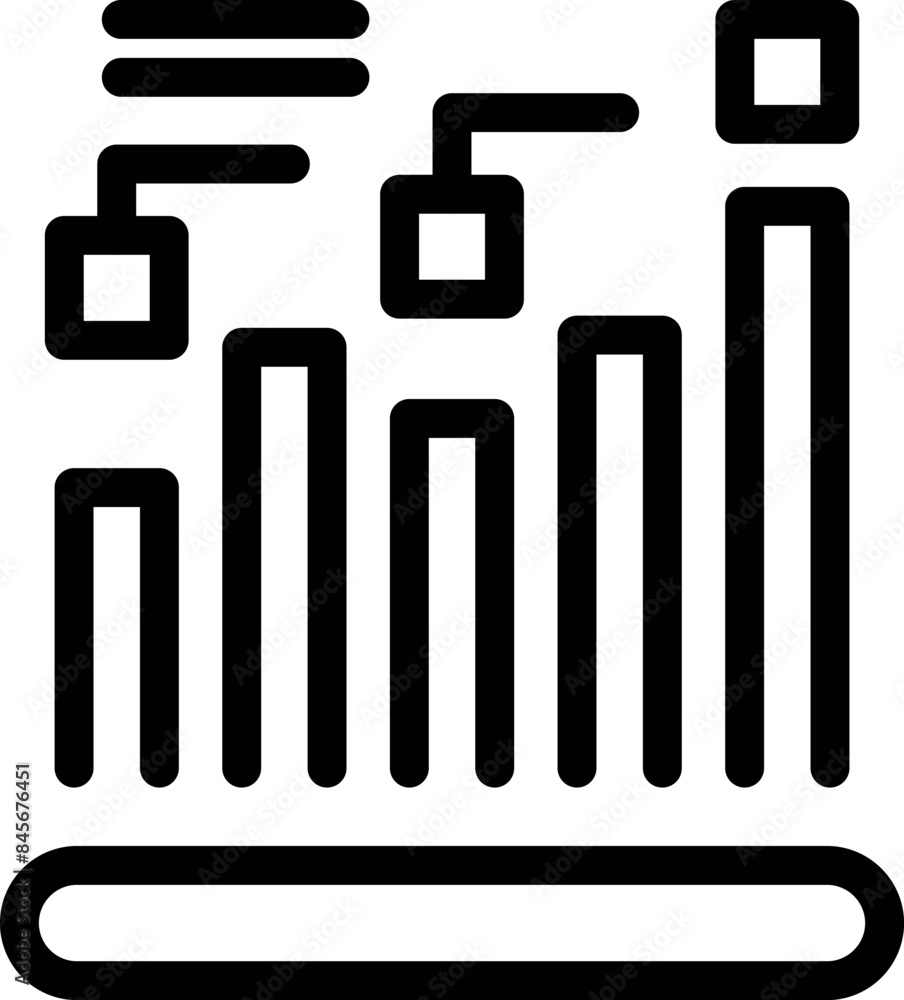 Poster line art icon of a data chart representing market analysis with growing bars and connecting points