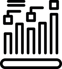 Line art icon of a data chart representing market analysis with growing bars and connecting points