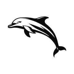 Dolphin black silhouette vector with white color background