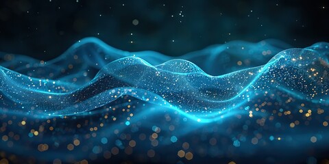 sound wave pattern element with green and blue digital curves