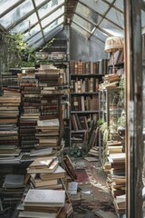 Fototapeta premium Vintage Library Interior with Books