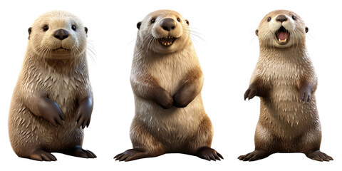 3D otter wild animal set