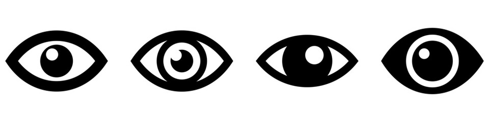 Eye icons set. Different human eye icons. Black symbol of eye. Vector illustration.