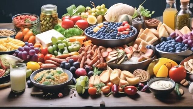 a table topped with lots of different types of food, alamy stock photo, 4 k food photography, 4k food photography, istockphoto, hd food photography, trendy food, food focus, high quality stock picture