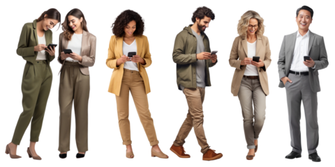 Business people using phones set