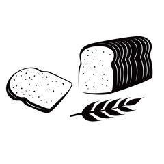 white bread silhouette design. bakery icon, sign and symbol.