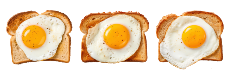 Toasts with fried eggs set