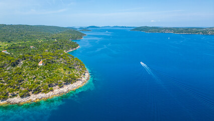 Obraz premium Božava (Bozava) is a charming village located on Dugi Otok, Croatia, perfect for a serene summer getaway captured by drone
