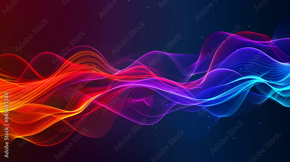Poster a colorful wave of light is displayed on a dark background. the colors are vibrant and the wave appe