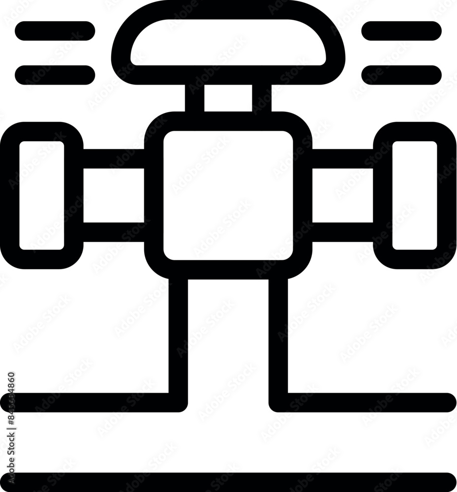 Poster simple icon of a pipeline system with a valve regulating the distribution of flow for industrial app