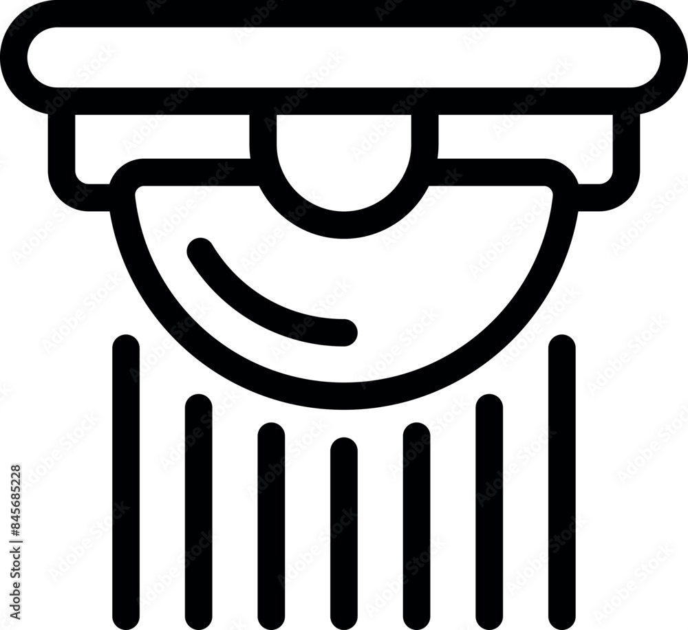 Poster infrared motion sensor detecting movement with a signal beam, security system symbol