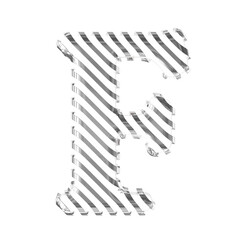 White symbol with silver diagonal ultra thin straps. letter f