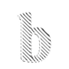 White symbol with silver diagonal ultra thin straps. letter b