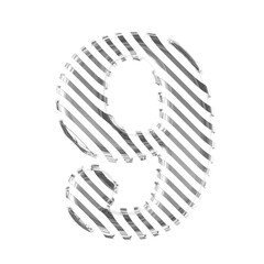 White symbol with silver diagonal ultra thin straps. number 9