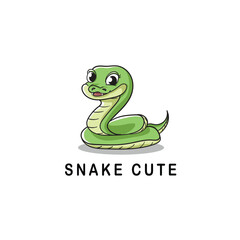 Cute Cartoon Snake isolated on a white background