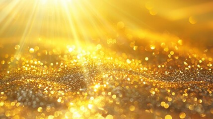 Obraz premium Golden yellow asymmetric light burst on dark background with beautiful abstract rays of light