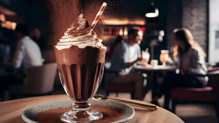 Naklejka premium A chocolate milkshake with whipped cream