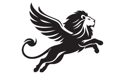 A  Lion Flying  Vector silhouette illustration of with a minimalist logo design