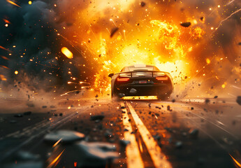 An accident on the road, a car crash