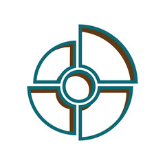 Obraz premium unique green quarter circle. outline design style. Suitable for presentations, power points, learning, economics etc. design vector template
