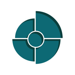 unique green quarter circle. flat design style. Suitable for presentations, power points, learning, economics etc. design vector template.