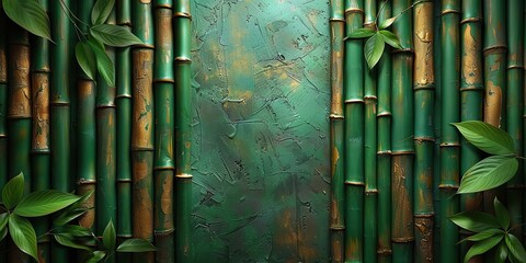 background with bamboo icon modern gold geometric traditional pattern textile wrapping paper cover page template poster backdrop