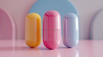 Obraz premium Three assorted pill cases on table