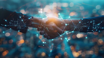 Business Associates Shaking Hands in Office Environment aggrement on new Project