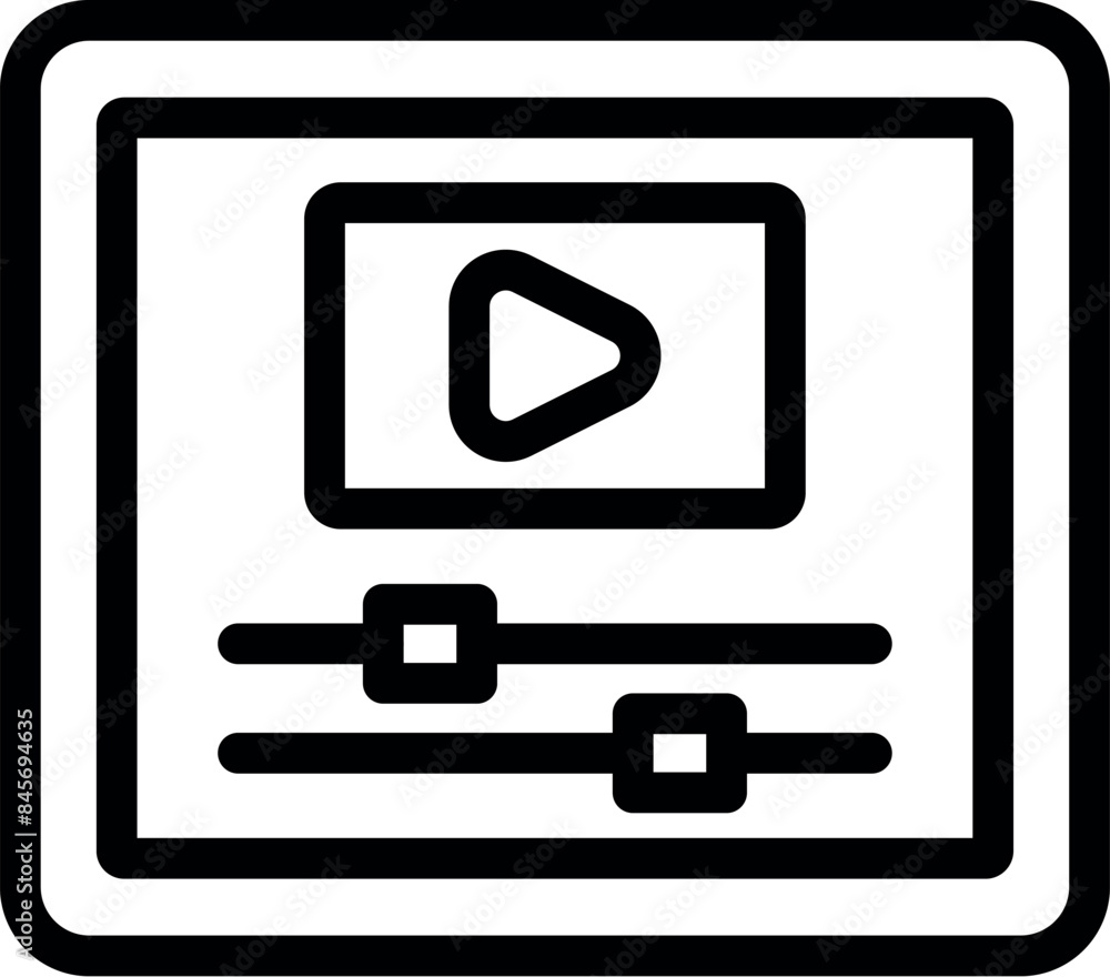 Poster simple icon of a video player showing a playing video with a progress bar and buttons