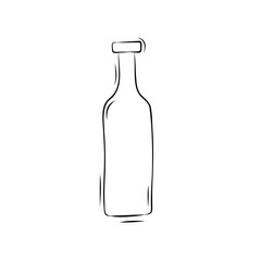 Sketch of a glass bottle in doodle style