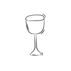 Sketch of a wine glass in doodle style